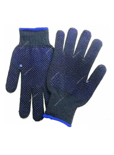 Tuf-Fix Double Side PVC Dotted Gloves, CG011MW, Cotton, Blue, PK12