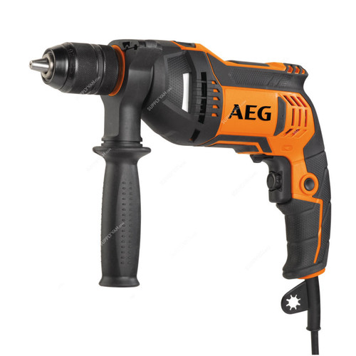 AEG Percussion Drill, SBE750RE, Single Speed, 220V, 13MM, Black and Orange