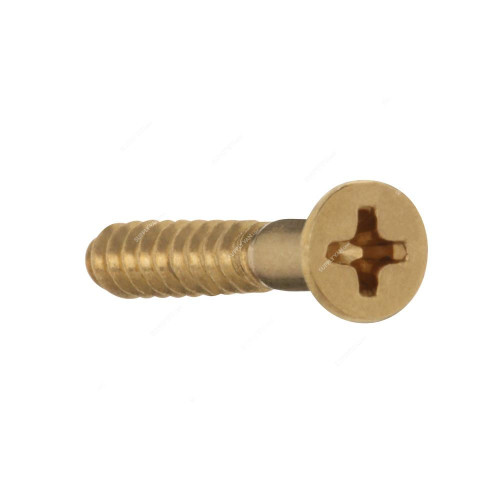 Tuf-Fix Brass Plated Wood Screws, WSBPP8X114, Carbon Steel, Fine, Phillips, 8MM x 1-1/4 Inch