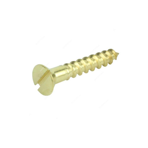 Tuf-Fix Brass Plated Wood Screws, WSBPS10X2, Carbon Steel, Fine, Slotted, 10MM x 2 Inch