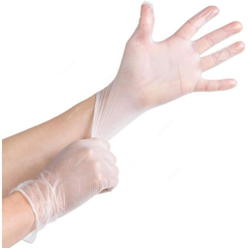 Powder Free Vinyl Gloves, L, Clear, 100 Pcs/Pack