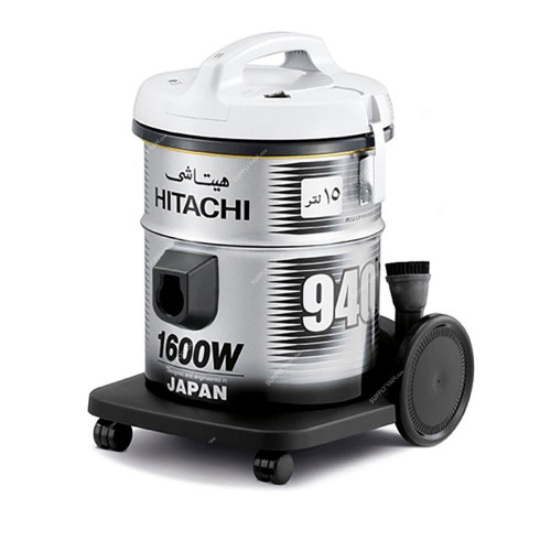 Hitachi Vacuum Cleaner, CV940Y, 1600W, 220V, 15 Ltrs, Platinum Grey
