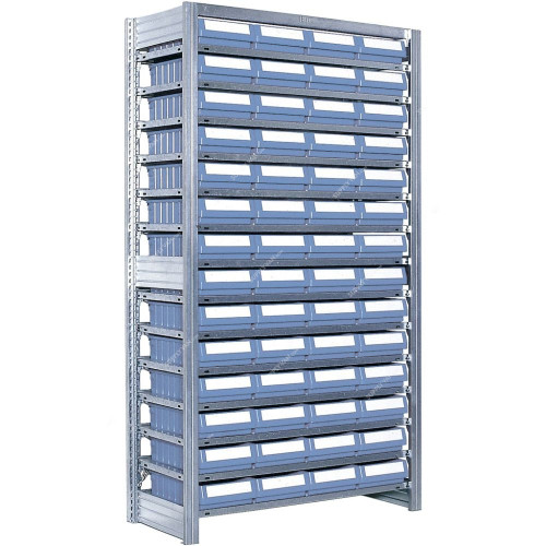 Bito Boltless Shelving With Shelf Trays, SKR5209G, 14 Shelves, 1850 x 1058MM, Blue