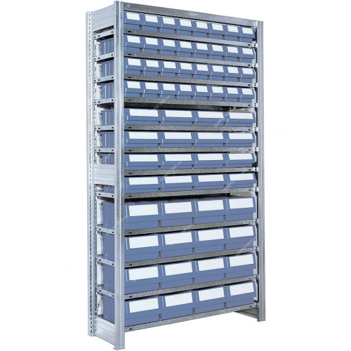 Bito Boltless Shelving With Shelf Trays, SKR1A, 12 Shelves, 1850 x 1008MM, Blue