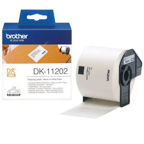Brother Label Roll, DK11202, 62 x 100MM, Black On White