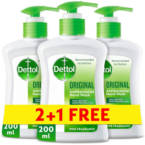 Dettol Original Anti-Bacterial Hand Wash, 200ML, 3 Pcs/Pack
