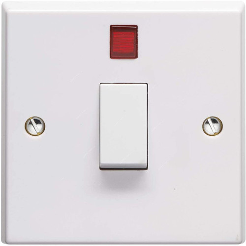 Volex DP Switch With Neon Backlight, 20A, White