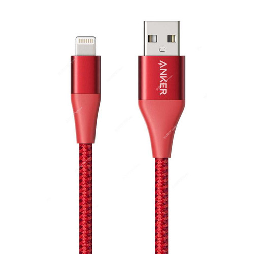 Anker USB-A to Lightning Cable, A8452H91, PowerLine Plus II, 1 Mtrs, Red