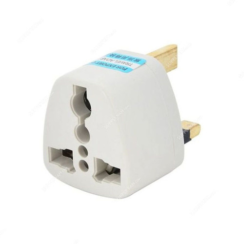 Universal Plug Adapter, 3 Pin, White, 4 Pcs/Pack