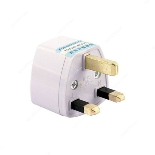 AC Power Plug Adapter, 3 Pin, 250V, 10A, White