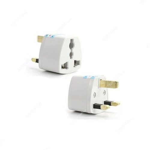 Electrical Wall Plug Adapter, 3 Pin, White