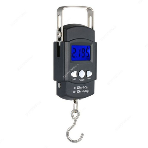 Portable Digital Weight Scale With Measuring Tape, ABS/Metal, 50 Kg, Black