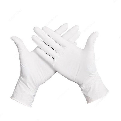 Disposable Gloves, Latex, M, White, 100 Pcs/Pack