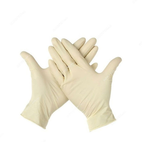 Powder-Free Disposable Gloves, Latex, S, Beige, 100 Pcs/Pack