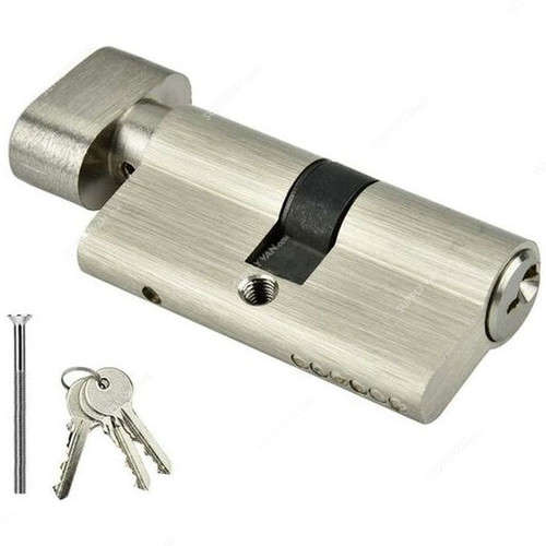 Cylinder Door Lock, Steel, 3 Key, 70MM, Silver