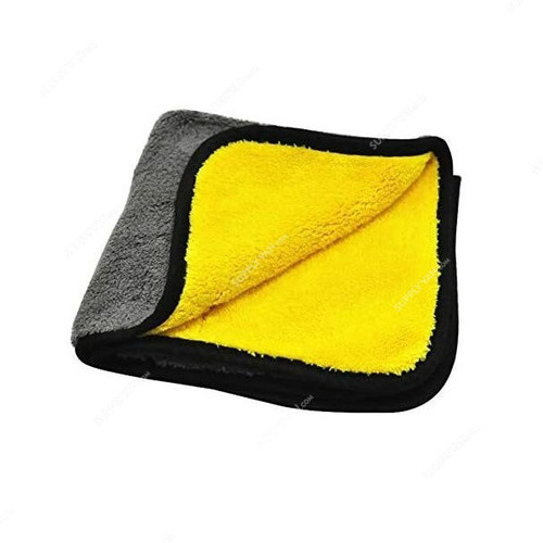 Car Cleaning Cloth, Microfiber, 840 GSM, Yellow/Grey