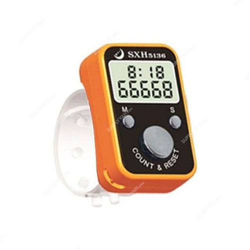 Digital Hand Tally Counter With Timer, SXH-5136, Orange