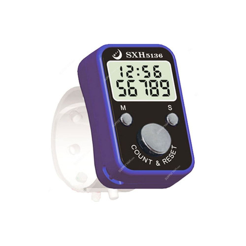 Digital Hand Tally Counter With Timer, SXH-5136, Blue