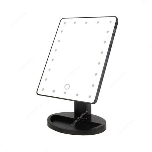 LED Touch Screen Makeup Mirror, Rectangular, 22 LED, Black