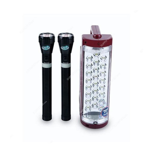 Geepas Rechargeable Emergency LED Lantern With Flashlight, GEFL4141, 4V, 6000mAh, 24 LED, Black/Brown