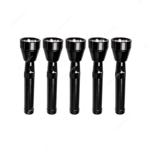 Geepas Rechargeable LED Flashlight, GFL51075, 2000 Mtrs, Black, 5 Pcs/Pack