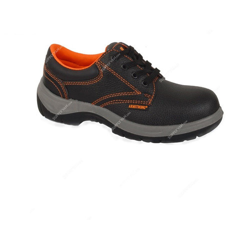 Armstrong Low Ankle Steel Toe Safety Shoes, PDK-SBP, Leather, Size42, Black/Orange
