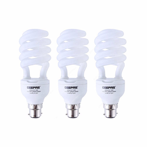 Geepas Energy Saving Bulb, GESL3127, 25W, B22, 6400K, Cool Daylight, 3 Pcs/Pack