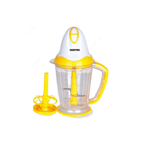 Geepas Electric Chopper, GC5377, Plastic, 200W, 1.5 Ltrs, Yellow/White