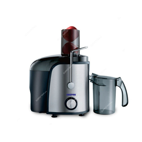 Geepas Juice Extractor With Safety Lock, GJE5090, 800W, 1 Ltr, Silver/Black