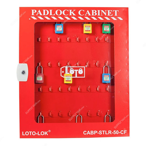 Loto-Lok Padlock Station, CABP-STLR-50-KC, 50 Locks, 711 x 521MM, Red