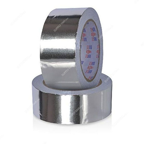 Asmaco Aluminium PET Tape, Silver, 48MM x 20 Yards, 24 Rolls/Carton