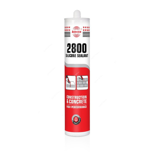 Asmaco Construction and Concrete Silicone Sealant, 2800, 280ML, Clear, 24 Pcs/Carton