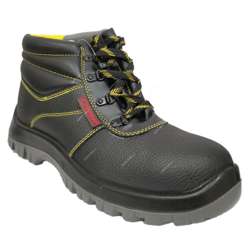 Workman High Ankle Safety Shoes, LZ-10, Leather, Size41, Yellow/Black