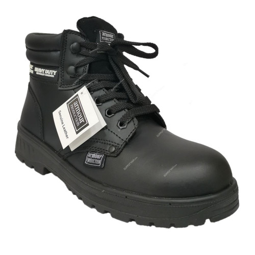Armour Production Smooth Safety Shoes, LY-24, Leather, Size41, Black