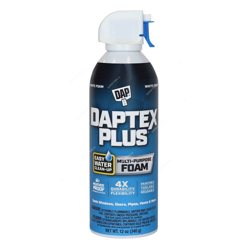 Dap DAPtex Plus Insulating Foam Sealant, 18836, Bright White, 12 Oz, 12 Pcs/Pack