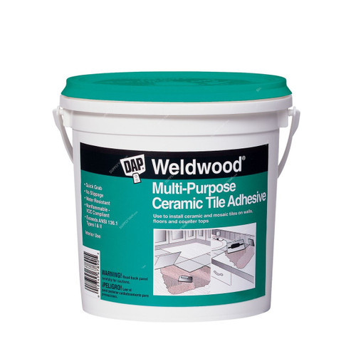 Dap Weldwood Multi-Purpose Ceramic Tile Adhesive, 25190, White, 32 Oz, 6 Pcs/Pack