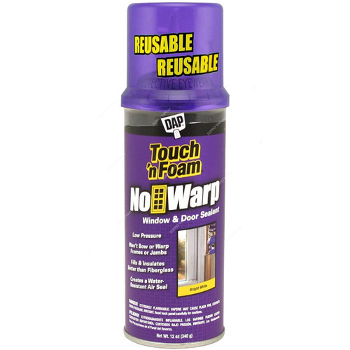 Dap Window and Door Sealant, 04000, Touch'n Foam, 12 Oz, White