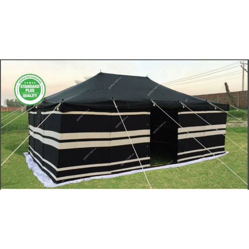 Arabic Deluxe Tent, AMT-113-1, Iron Stick, 4 x 4 Yards, Black/White
