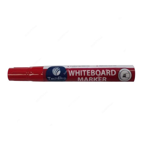 Techpro Whiteboard Marker, Chisel Tip, Red