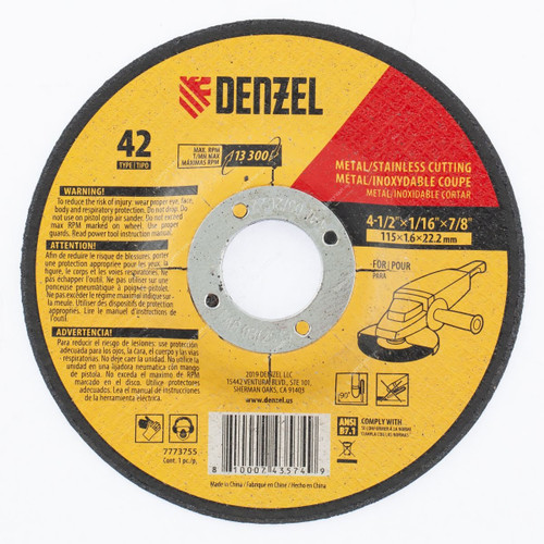 Denzel Metal Grinding Wheel, 7773755, Type 42, 115 x 1.6 x 22.2MM