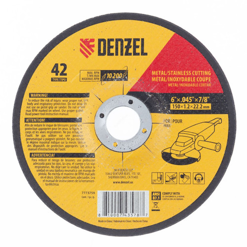 Denzel Metal Grinding Wheel, 7773759, Type 42, 150 x 1.2 x 22.2MM