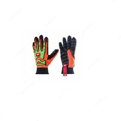 Rigman Impact Gloves, RIG10, L, High Visibility Green/Orange