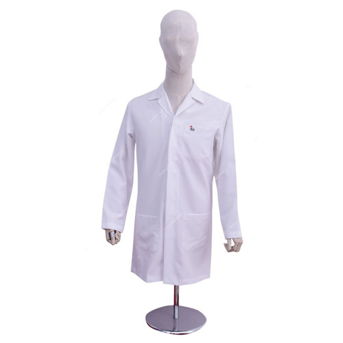 3W Lab Coat, 1163, Cotton, 95CM Height x 50CM Width, M, White