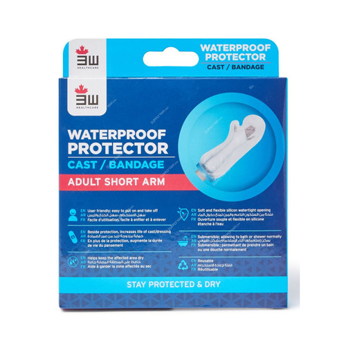 3W Adult Short Arm Waterproof Bandage Protector, 3W-2100, 19 x 16CM, Clear
