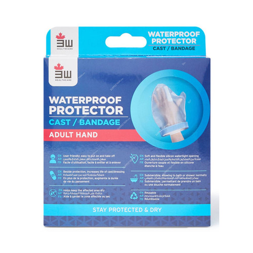 3W Adult Hand Waterproof Bandage Protector, 3W-2104, 19 x 16CM, Clear