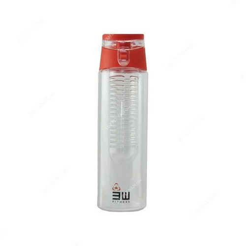3W Infuser Bottle, 3WF-7083, Plastic/Polycarbonate, 760ML, Red/Clear