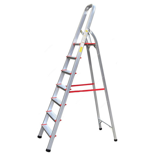 Aqson Aluminium Ladder, ASLA7, 7 Steps, 1.7 Mtrs, Silver