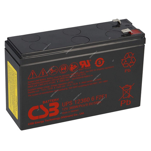 CSB Sealed Lead Acid Battery, UPS123606F2F1, 12V, 130A