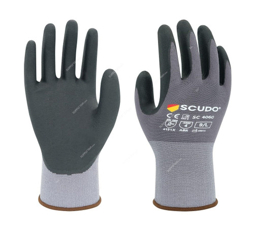 Scudo Micro-Foam Nitrile Coated Gloves, SC-4060, Maxitec, XL, Black/Grey