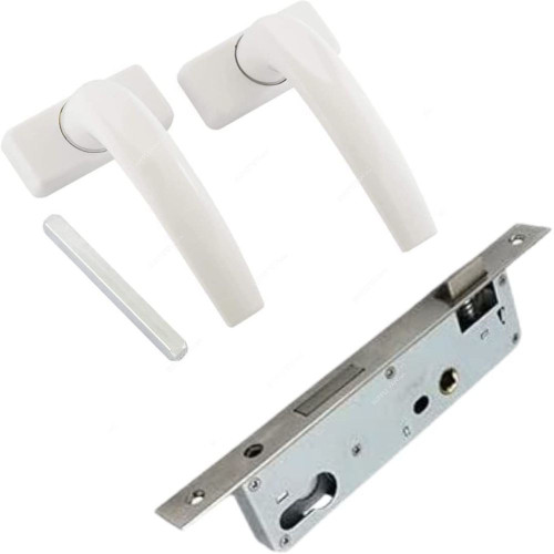 Robustline Door Lever Handle and Lockbody Set, 224, Aluminium, 20MM, Silver, 3 Pcs/Set